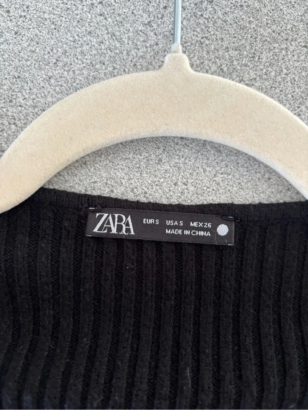 Zara Knit Wrap Sweater Black Textured Balloon Sleeve Small Minimalist Stretchy - Picture 7 of 11